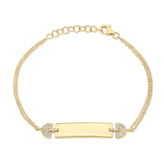 MK Luxury Lady's Yellow 14 Karat Diamond ID Adjustable Bracelet