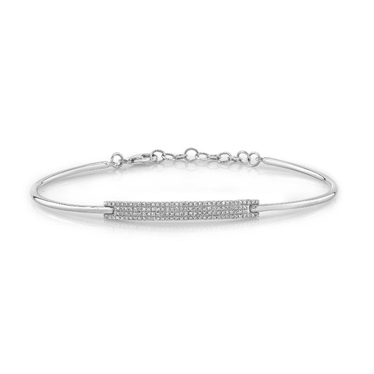 MK Luxury Lady's White 14 Karat Semi Flexible Diamond Adjustable Bracelet nds