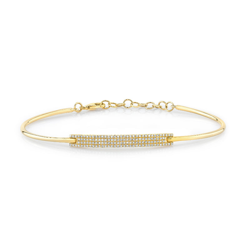 MK Luxury Lady's Yellow 14 Karat Semi Flexible Diamond Bar Adjustable Bracelet