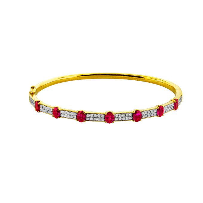 Yellow 18K Ruby Diamond Bangle Bracelet