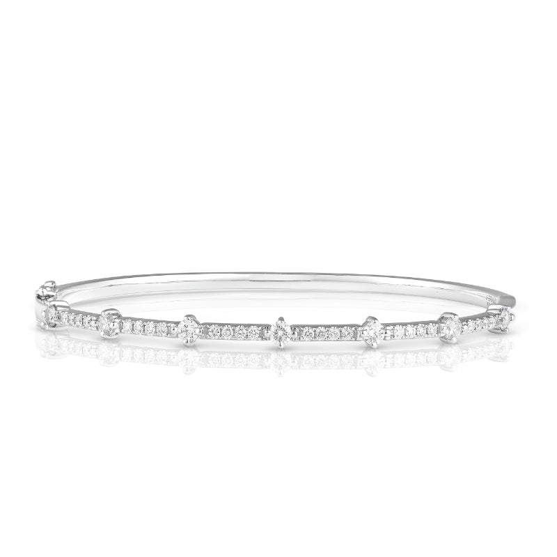 MK Luxury Lady's White Polished 18 Karat Forevermark Diamond Bangle Bracelet