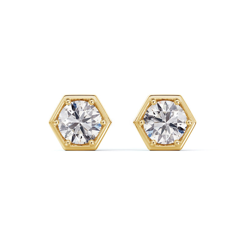 De Beers Forevermark Lady's Yellow 14 Karat Honeycomb Diamond Stud Earrings