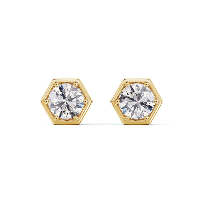 De Beers Forevermark Lady's Yellow 14K Honeycomb Diamond Stud Earrings