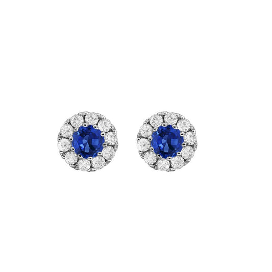 Spark Creations Lady's White 18 Karat Sapphire/Diamond Halo Stud Earrings