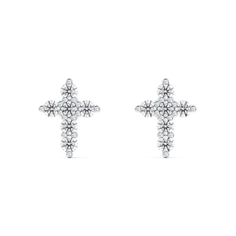 De Beers Forevermark Lady's White 18 Karat Diamond Cross Stud Earrings