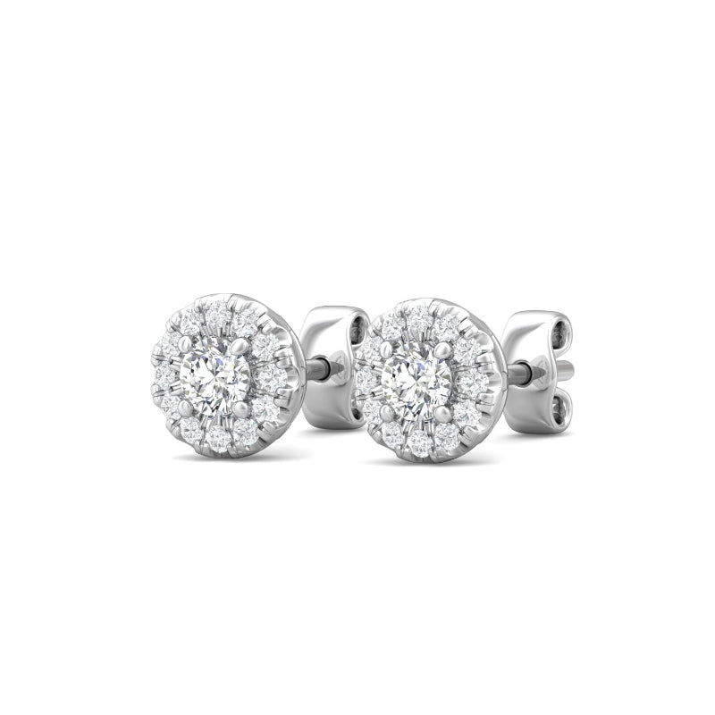 Martin Flyer Lady's White 18 Karat Diamond Comu Halo Earrings