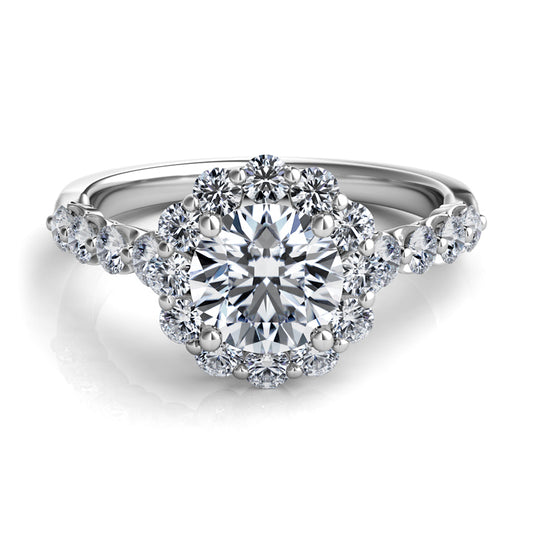Sasha Primak White Platinum Diamond Halo Ring Size 6.25
