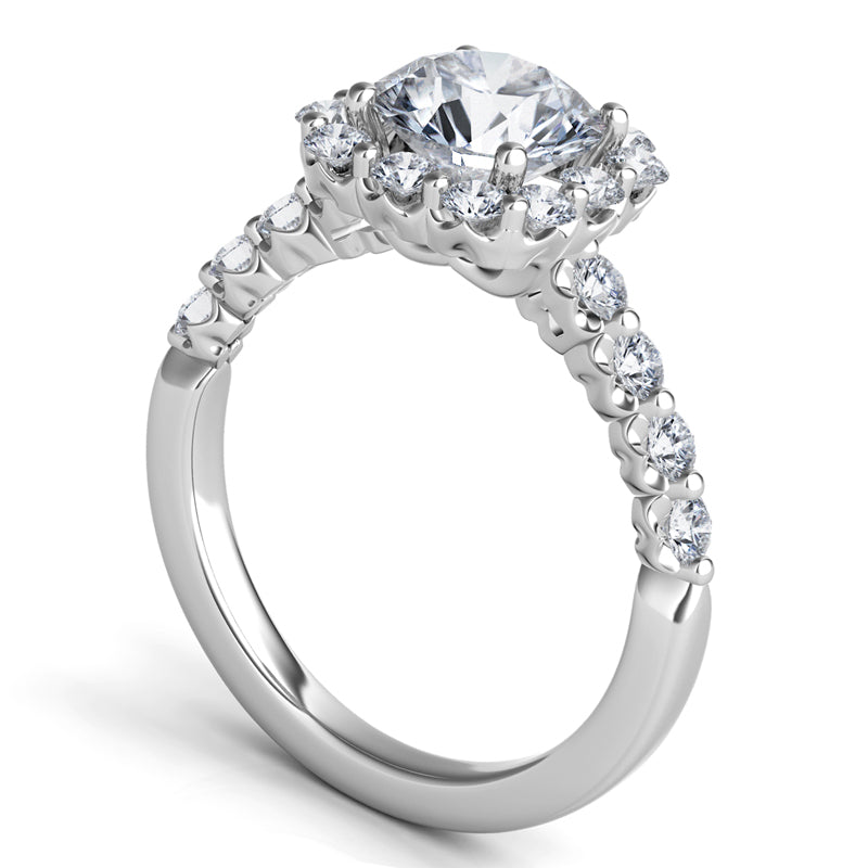 Sasha Primak White Platinum Diamond Halo Ring Size 6.75