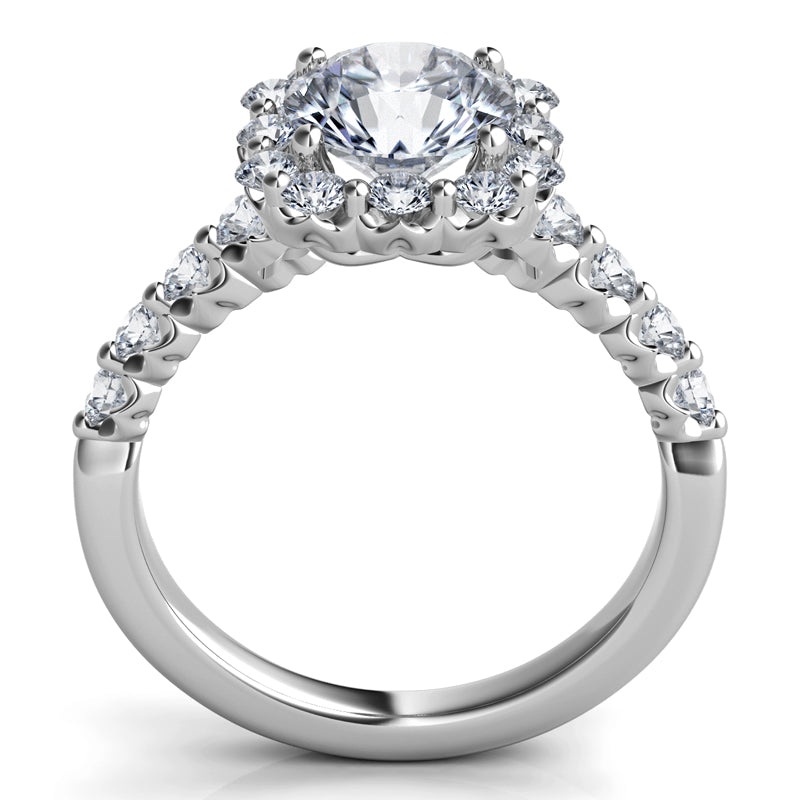Sasha Primak White Platinum Diamond Halo Ring Size 6.75