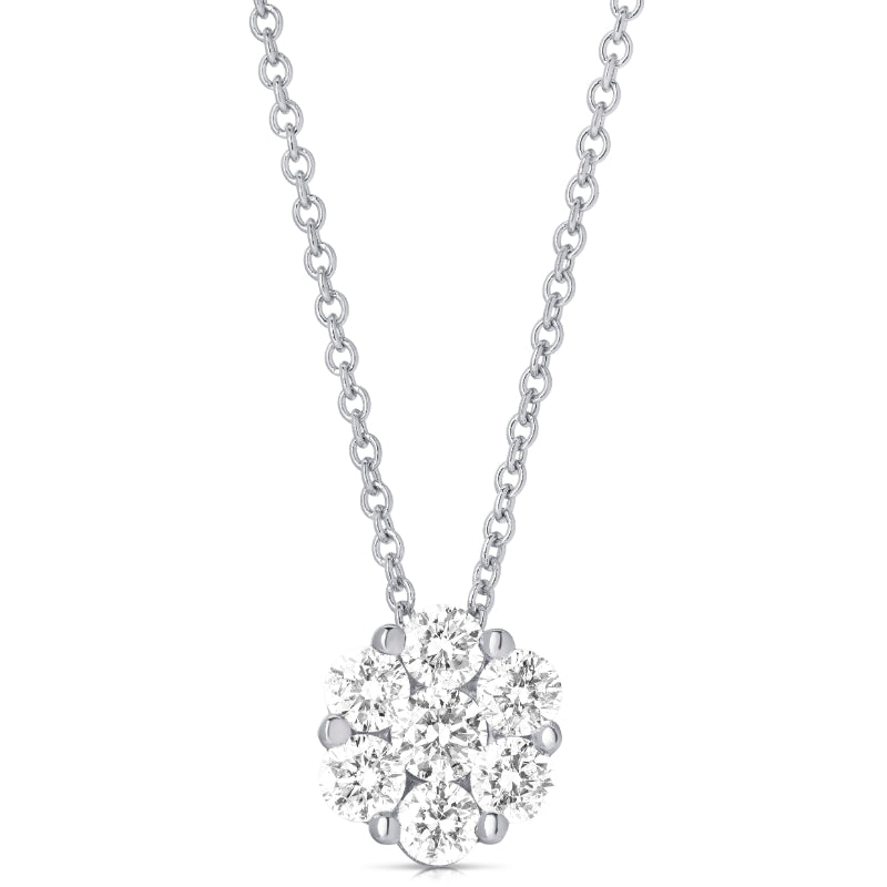 MK Luxury Lady's White 14 Karat Diamond Flower Cluster Pendant