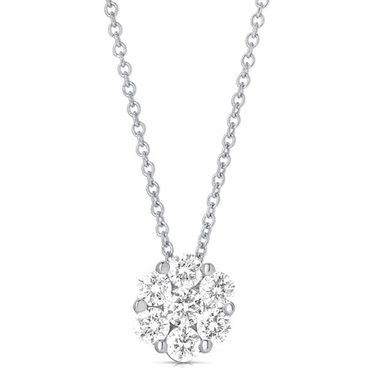 MK Luxury Lady's White 14 Karat Diamond Flower Cluster Pendant