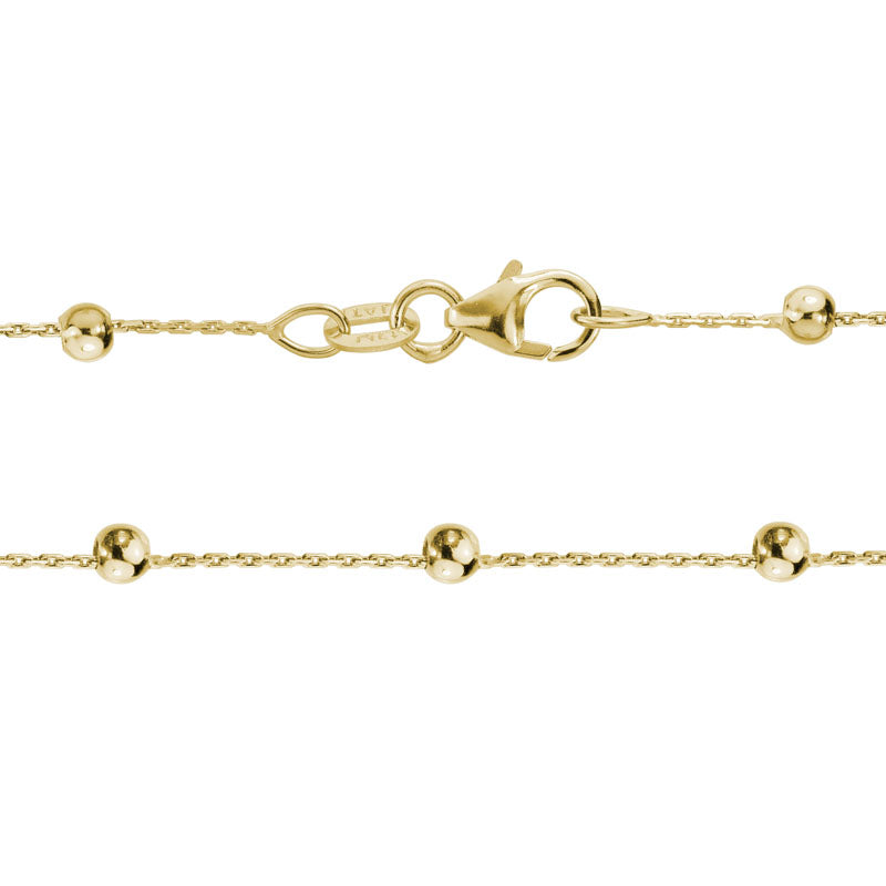Two Tone 14 Karat Cable / Bead Link Chain