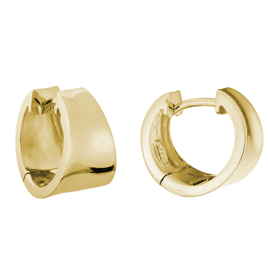 Lady's Yellow 14 Karat Tapered Concave Hoop Earrings