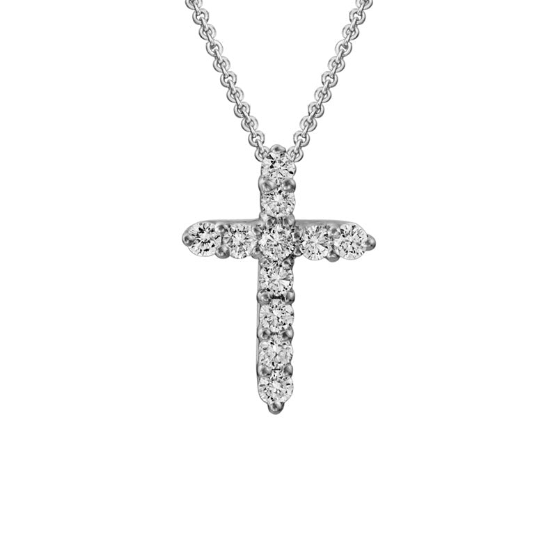 Lady's White 14 Karat Diamond Cross Pendant