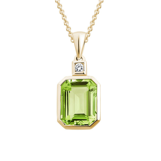 Lady's White 14 Karat Peridot & Diamond Pendant