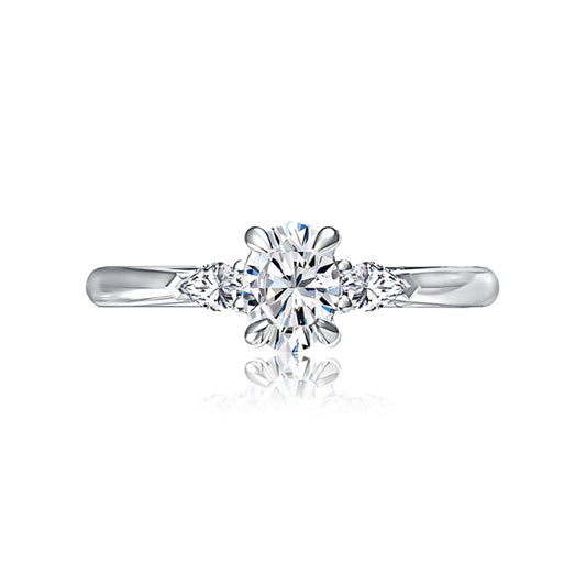 A. Jaffe Three Stone Round Center Diamond Engagement Ring