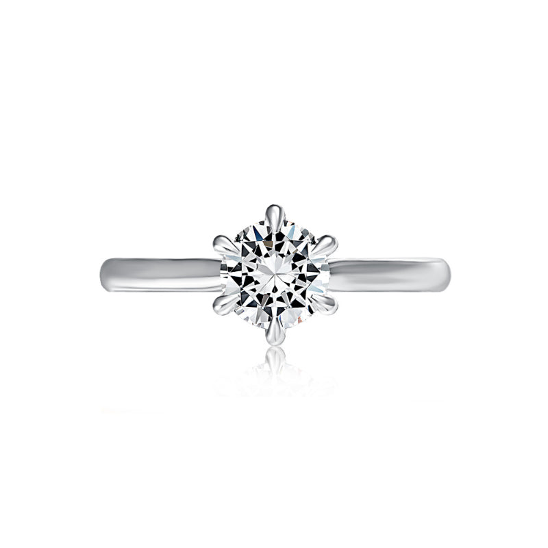 A. Jaffe Six Prong Round Center Solitaire Diamond Engagement Ring