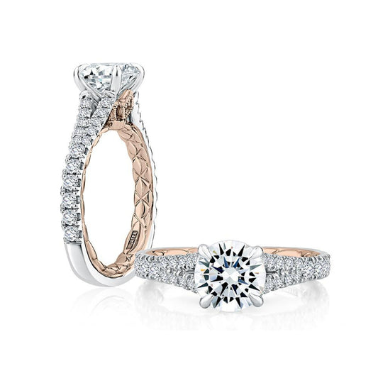 A. Jaffe Regal Split Signature Round Diamond Engagement Ring
