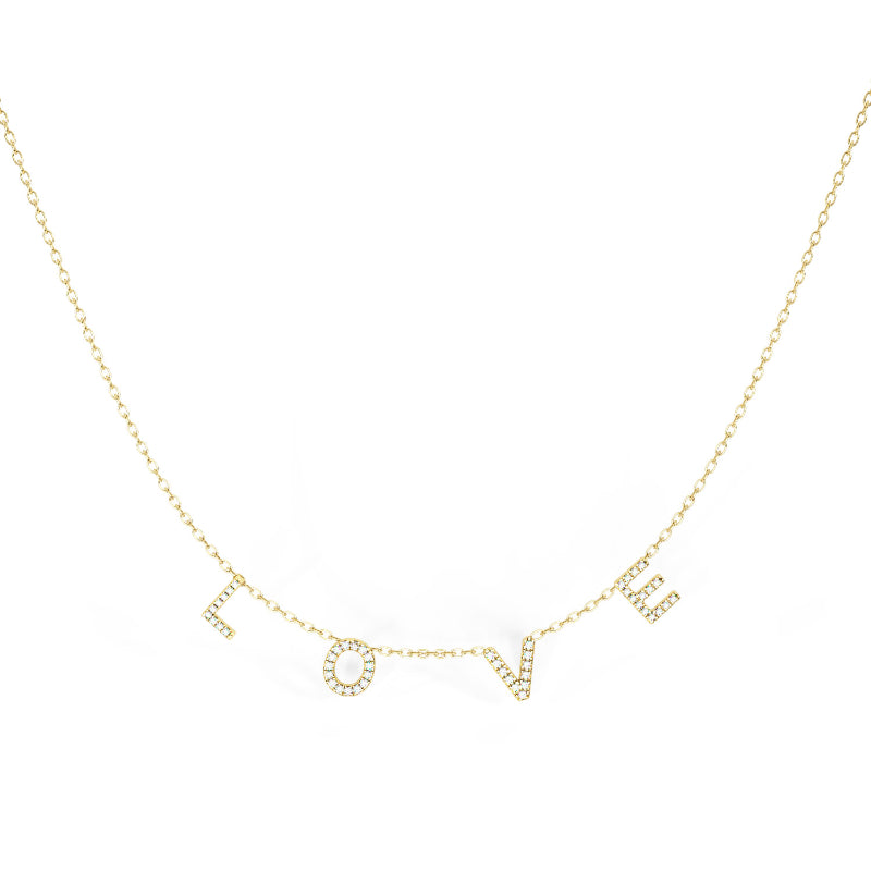 MK Luxury Lady's Yellow 14 Karat Diamond ''Love'' Necklace