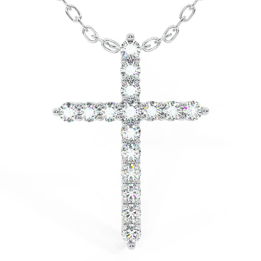 MK Luxury Lady's White 14 Karat Diamond Cross Pendant