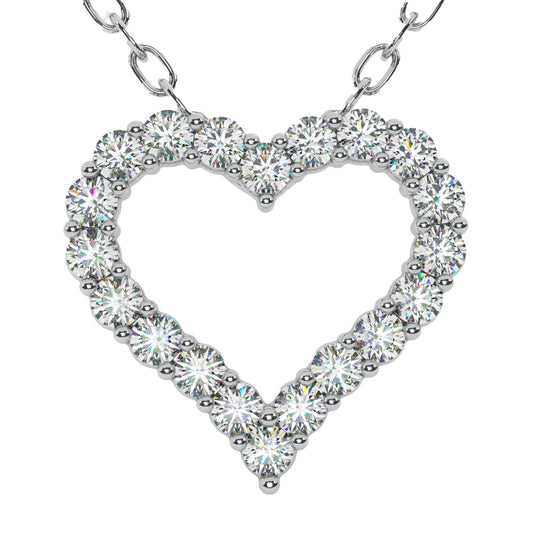 MK Luxury Lady's White 14 Karat Diamond Heart Pendant