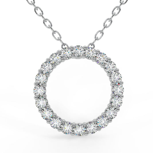 MK Luxury Lady's White 14 Karat Diamond Circle Pendant