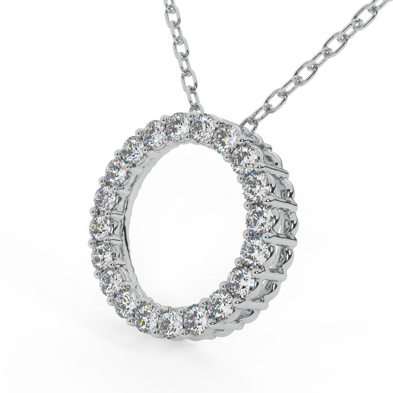 MK Luxury Lady's White 14 Karat Diamond Circle Pendant