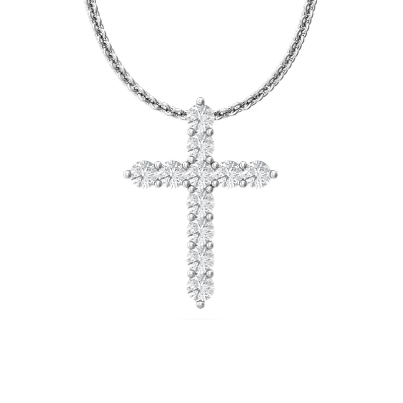 Martin Flyer Lady's White 18 Karat Forevermark Diamond Cross Pendant