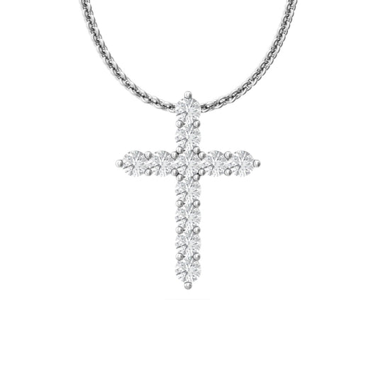 Martin Flyer Lady's White 18 Karat Forevermark Diamond Cross Pendant