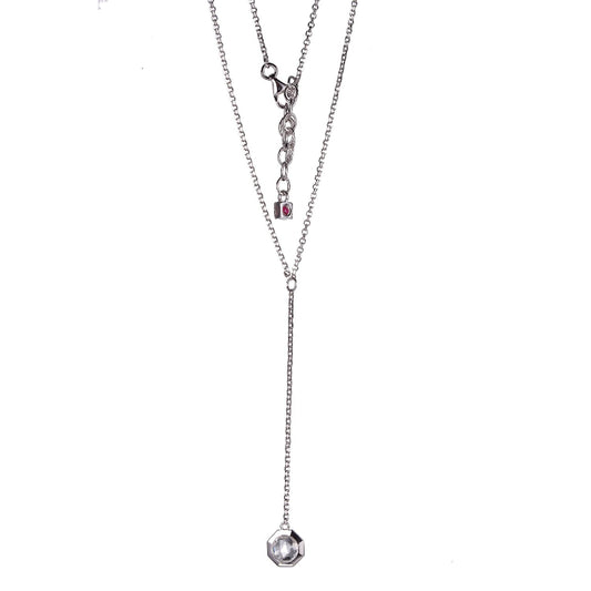 Elle Sterling Silver Rhodium Plated Drop Necklace