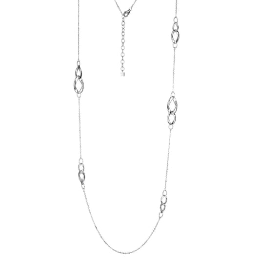Elle Sterling Silver Rhodium Plated Fancy Link Station Chain