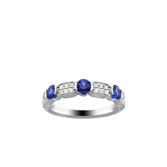 Spark Creations Lady's White 18 Karat Sapphire/Diamond Band Fashion Ring