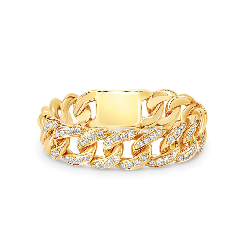 MK Luxury Lady's Yellow 14 Karat Diamond Flex Link Fashion Ring
