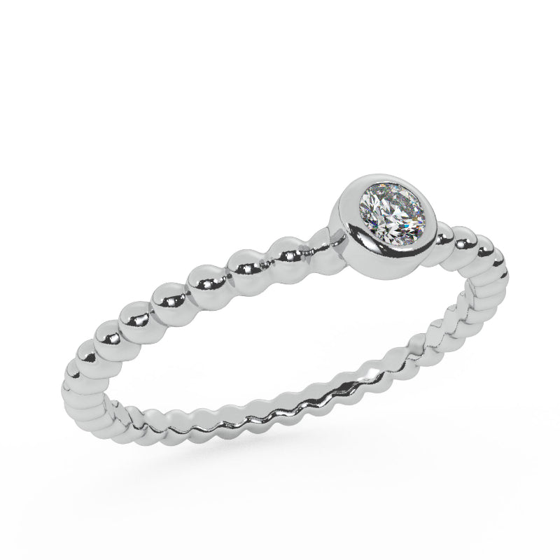 MK Luxury Lady's White 14 Karat Sapphire Bezel Fashion Ring