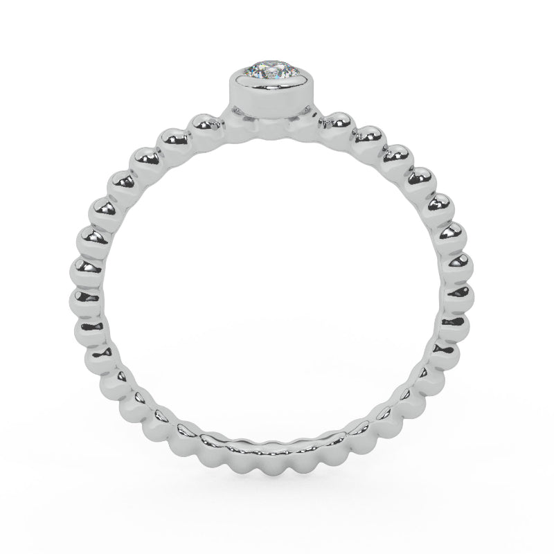 MK Luxury Lady's White 14 Karat Sapphire Bezel Fashion Ring