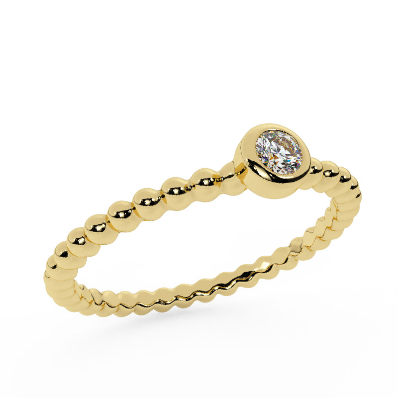 MK Luxury Lady's Yellow 14 Karat Sapphire Bezel Fashion Ring