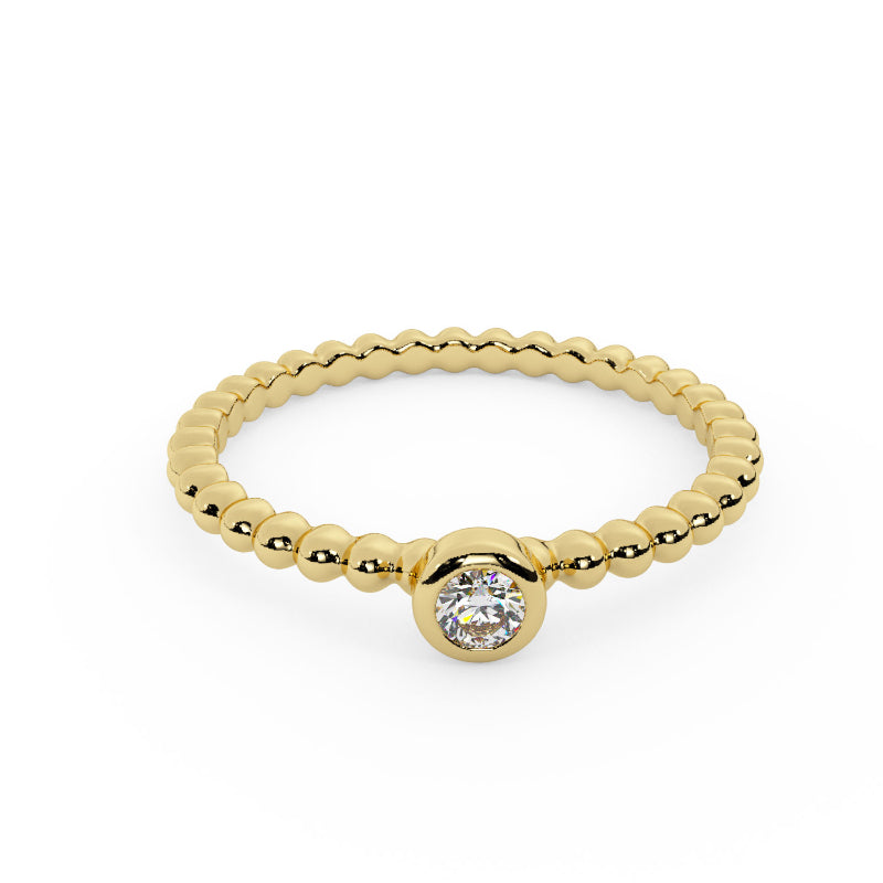 MK Luxury Lady's Yellow 14 Karat Sapphire Bezel Fashion Ring