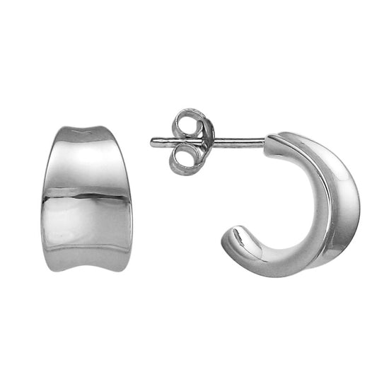 Lady's White Sterling Silver Rhodium Plated ''J'' Hoop Earrings