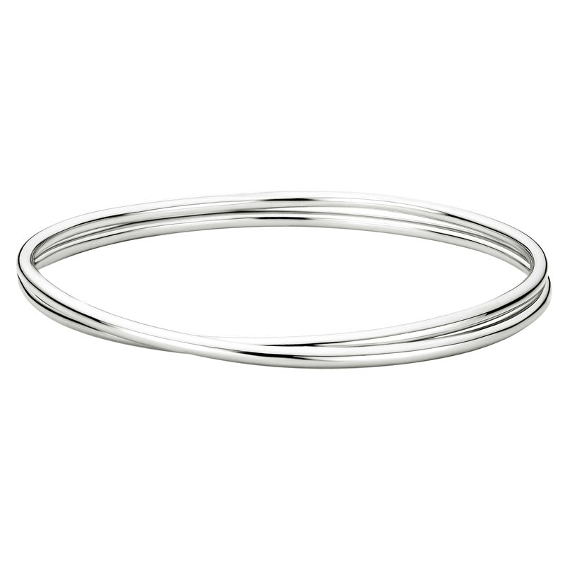 Sterling Silver Rhodium Plated Intertwined Tubes Bangle Bracelet