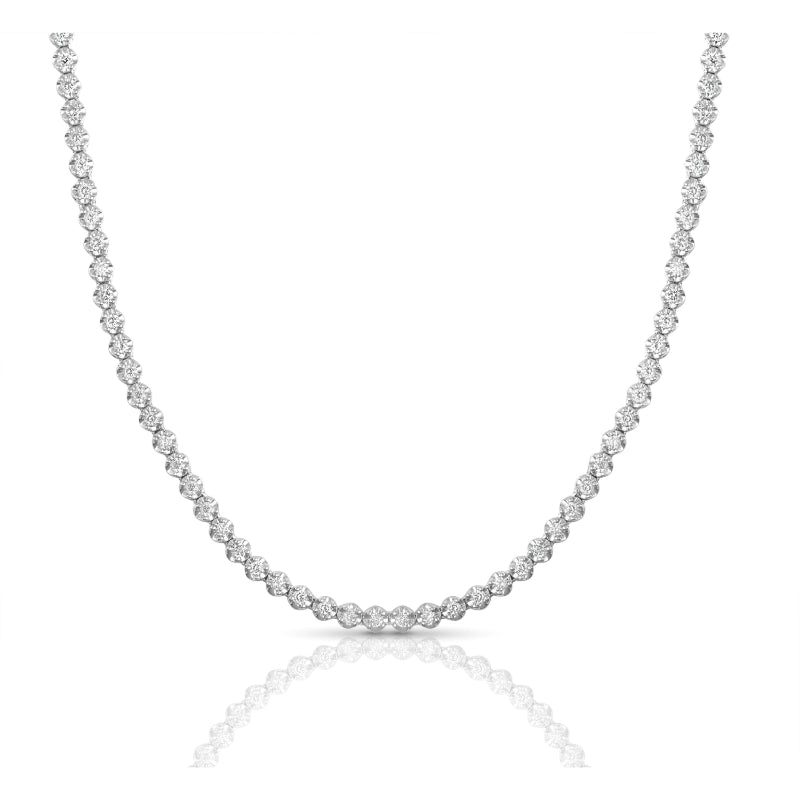 MK Luxury Lady's White 14 Karat Diamond Tennis Necklace