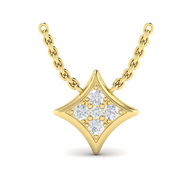 Yellow 14 karat diamond star pendant with cable chain.