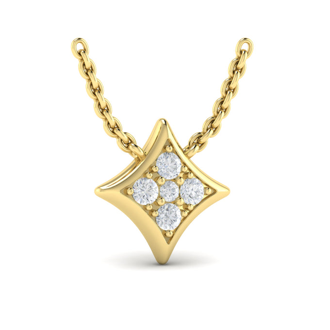 Yellow 14 karat diamond star pendant with cable chain.