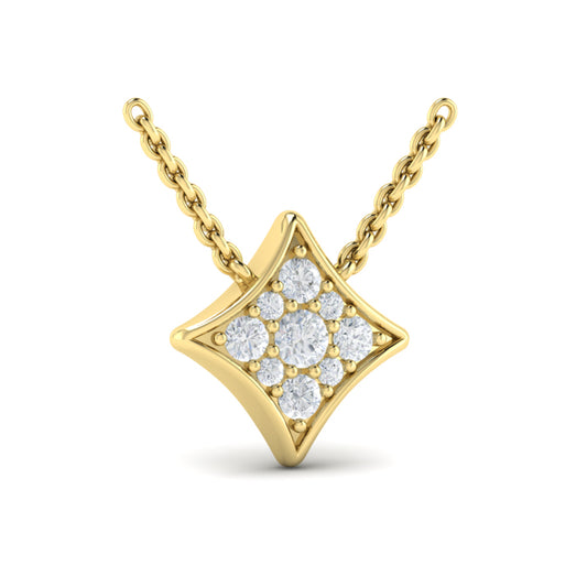 Vlora Ladies Yellow 14 Karat Diamond Vlora Star Pendant and Cable Chain