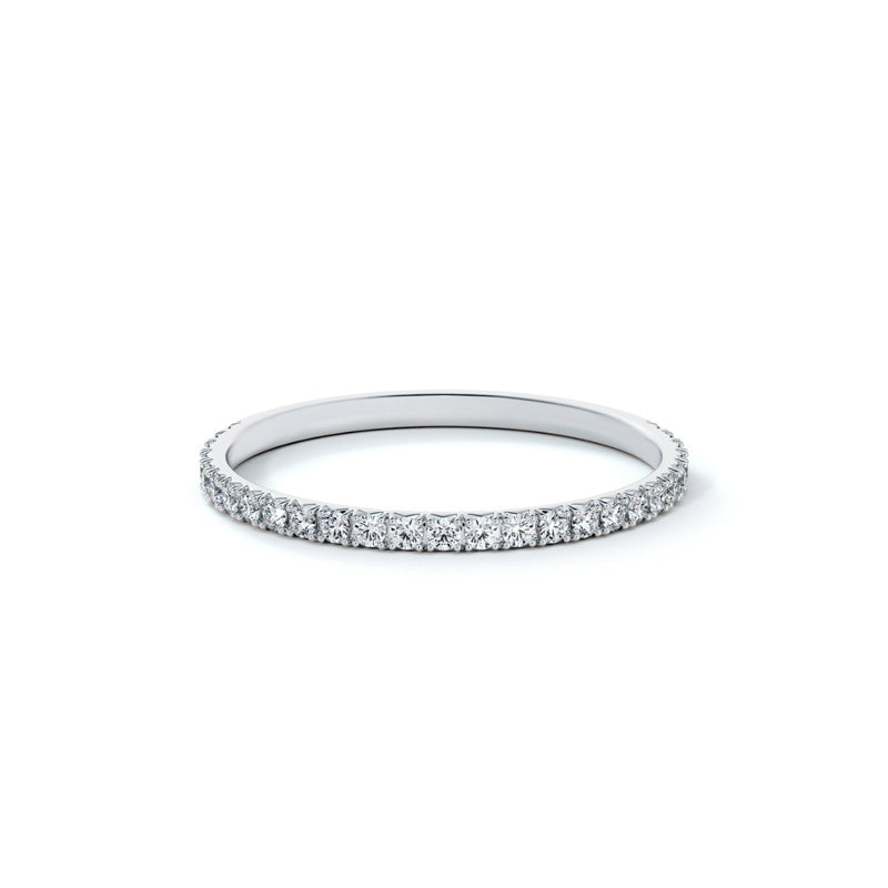 De Beers Forevermark Lady's White Polished Platinum 3/4 Anniversary French Pave Wedding Band