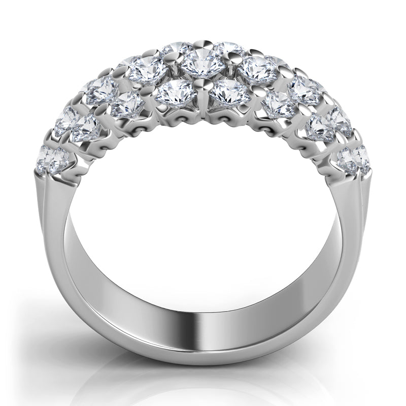 Sasha Primak Lady's White Platinum 3-Row Wide Band Fashion Ring Size 6.5