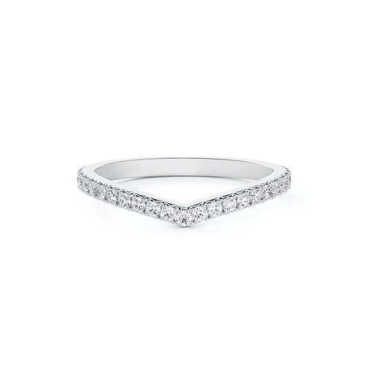 De Beers Forevermark Lady's White Polished Platinum Contoured French Pave Wedding Band