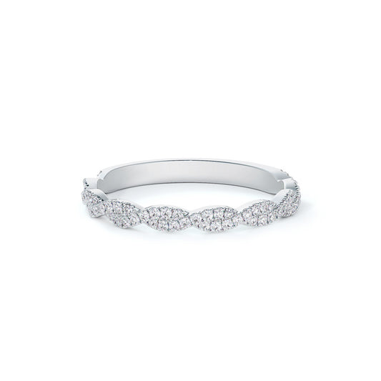 De Beers Forevermark Lady's White Polished Platinum Twist Pave Wedding Band